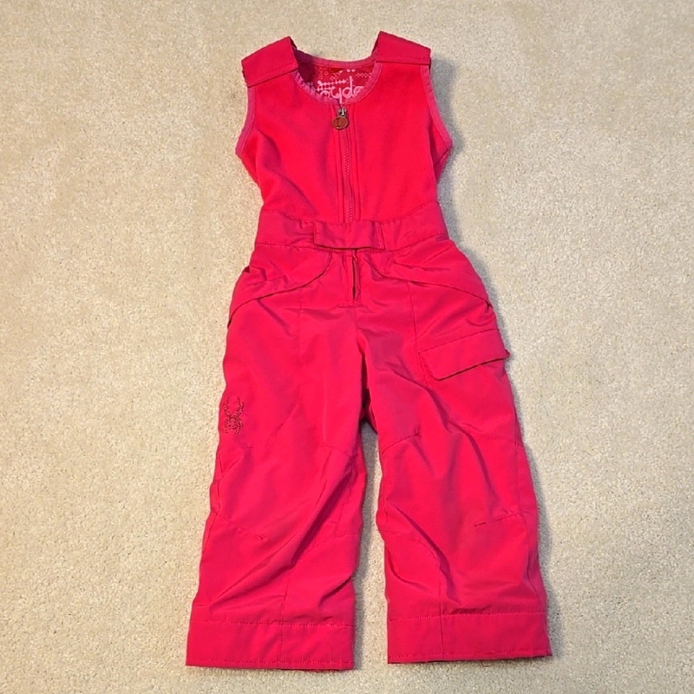 Spyder 3T Girls Bib Snowpants Pink Fleece Top